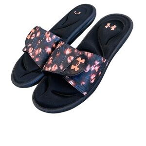 Under Armour Ignite 6 Graphic Strap Slide Black Afterglow Sz 10